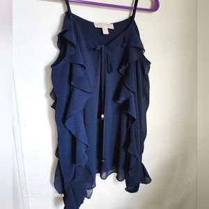 Michael Michael kors navy blue open shoulder top with gold details